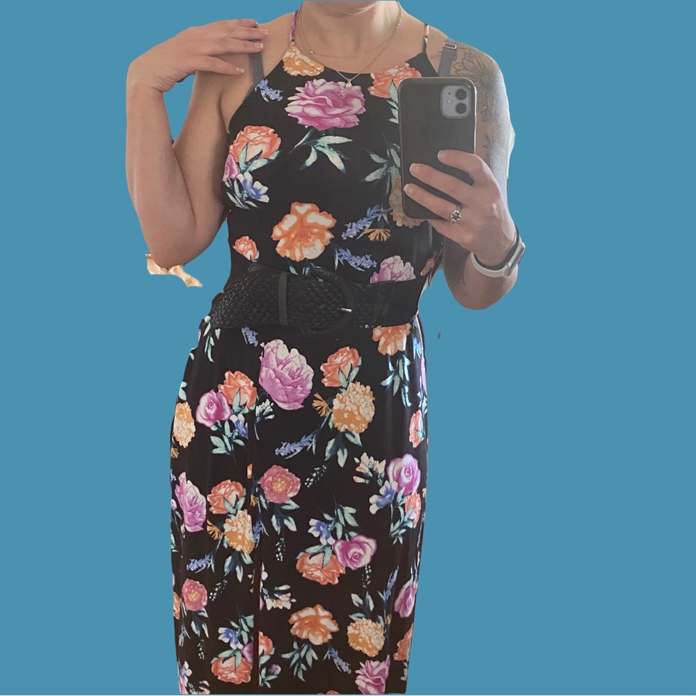 Floral black maxi dress sundress